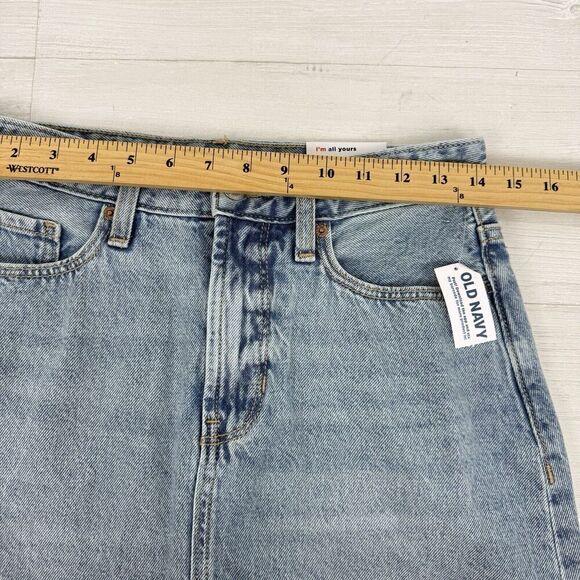 Old Navy Denim Jean Midi Skirt Size 6 Blue Light Wash Front Slit High Rise NWT - Picture 12 of 15